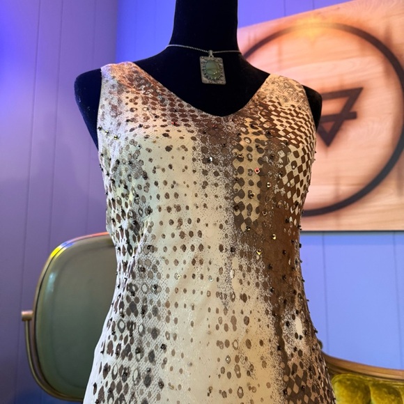 Y2K Eva Blue Asymmetrical Fairycore Sequin Dress Size 10 - Picture 9 of 15